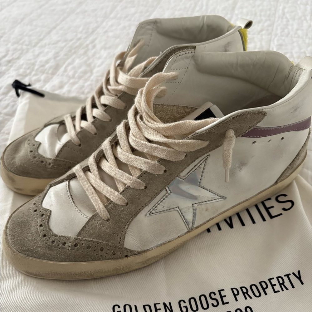 Golden Goose mid star distressed sneakers